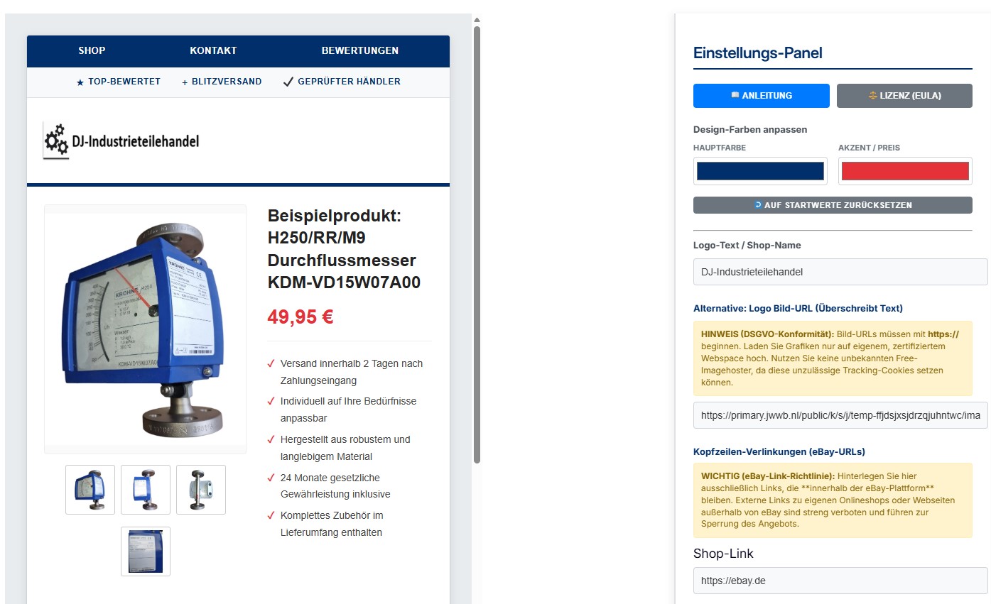 Professioneller eBay Template Generator von templates24.de - Responsive Auktionsvorlagen im Live-Editor erstellen ohne HTML-Kenntnisse